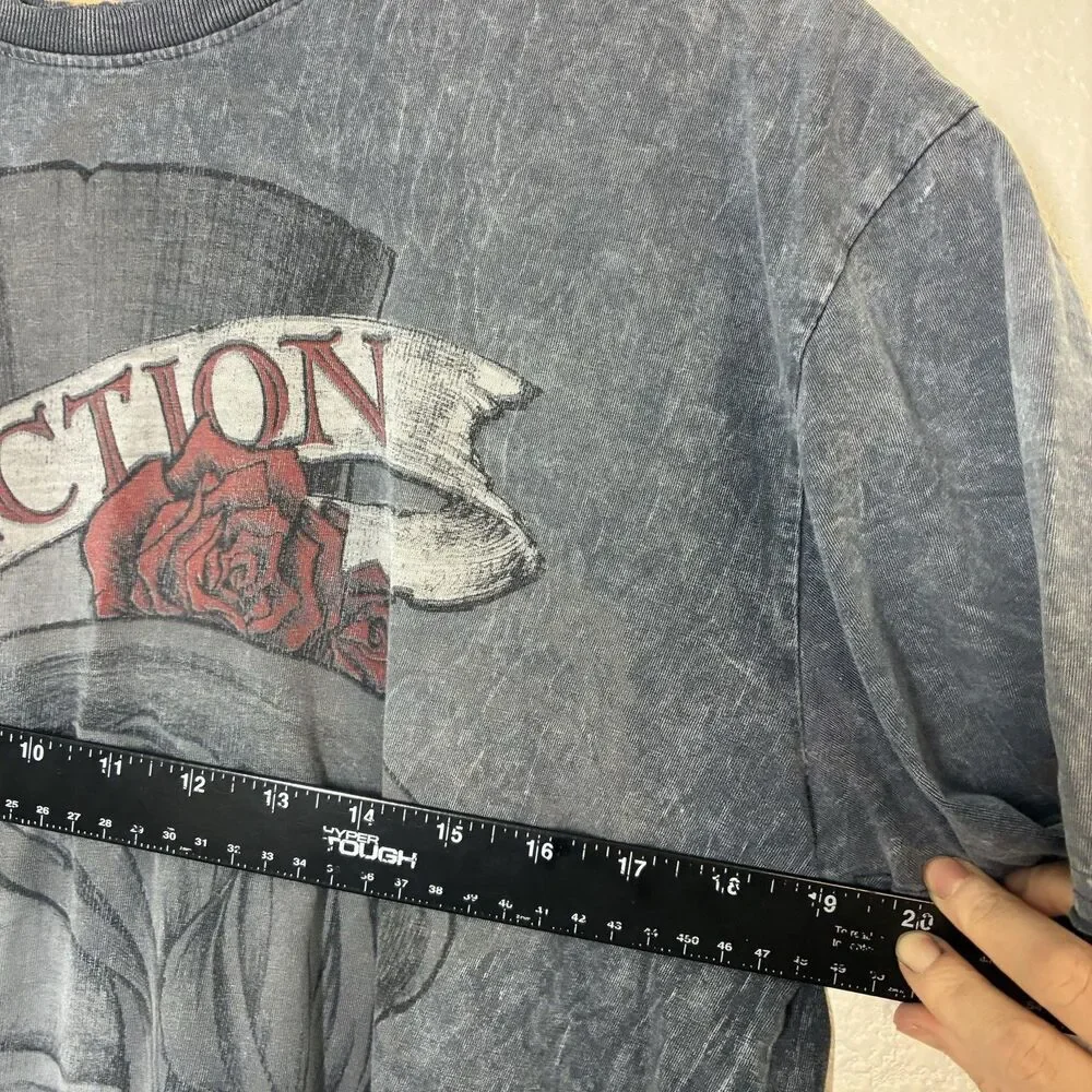 Affliction Shirt Womens Large Gray Skull Roses Top Hat Graphic Tee Gothic